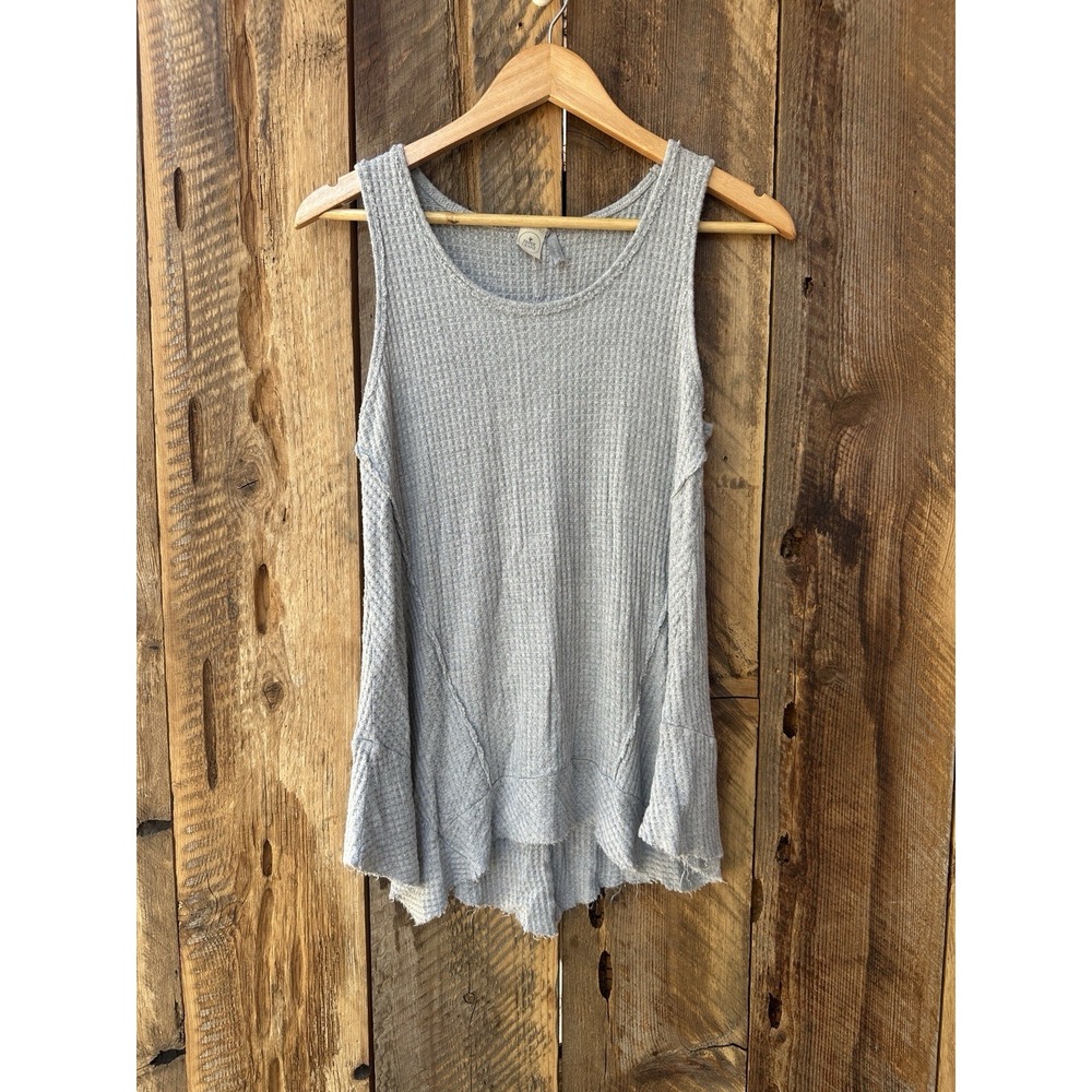 Paper Crane Jersey Net Gray Size M Distressed Tiered Bottom Tank Minimalist Soft